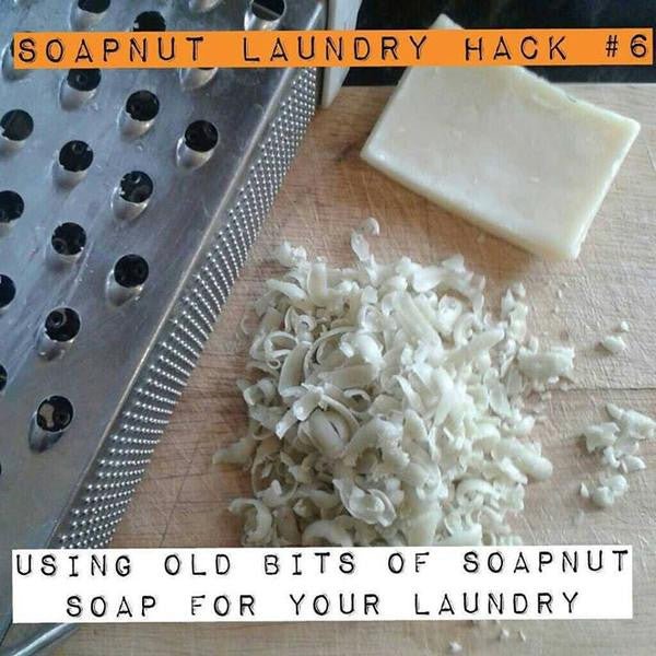 Soapnut Laundry Hack nummer 6: Bruk av rester av såpenøttsåpe til klesvasken