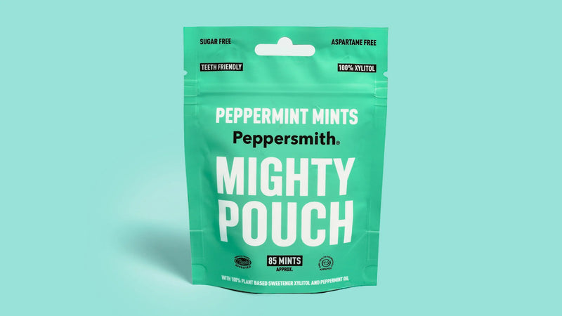 MINTS: ENGLISH PEPPERMINT XYLITOL MINTS - 50G MIGHTY POUCH