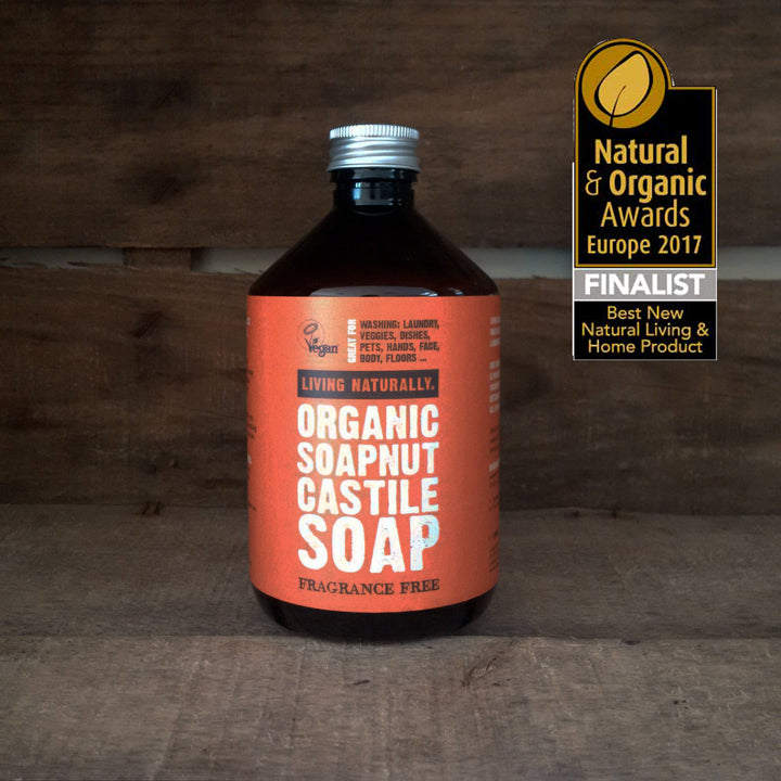 vegan organic soapnut castile soap for laundry, hands, face, petwash, veggie wash dish liquid