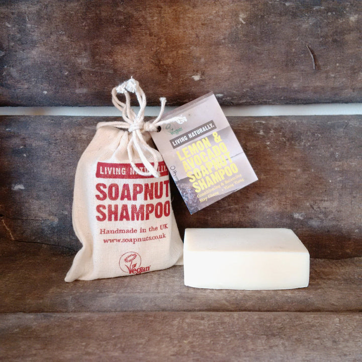 vegan Lemon & Avocado Soap nut solid Shampoo bar palm oil free no poo zero waste