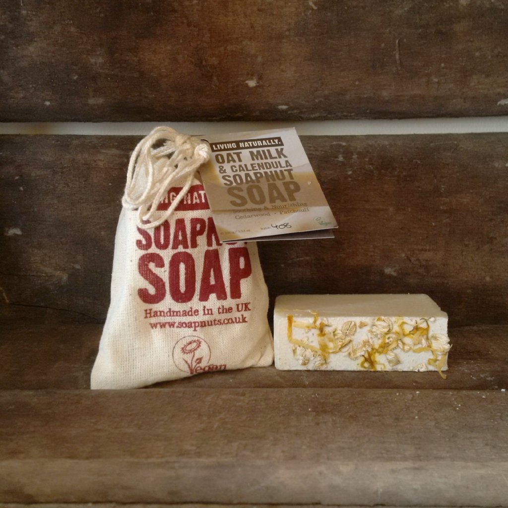 Oat Milk & Calendula Soapnut Soap 90g Living Naturally